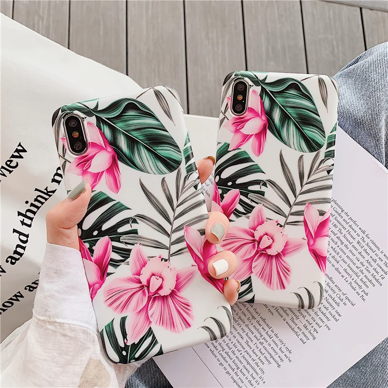 

Tropical Plants Monstera Leaf phone cases for iphone XS Max X XR XS For iphone 6 6s 7 8 plus flowers case back cover