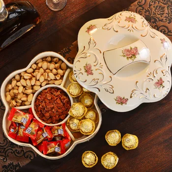 

Free shipping New Classical Snack Storage Box Dried Fruit Box With Lid Moisture-proof Dust Grace Tableware Decor 28*8.5cm