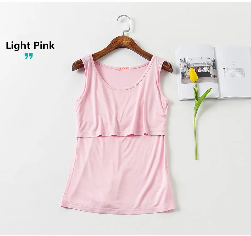 Эластичный хлопковый жилет для кормления грудью жилет для грудного вскармливания Одежда для беременных женщин - Цвет: Розовый