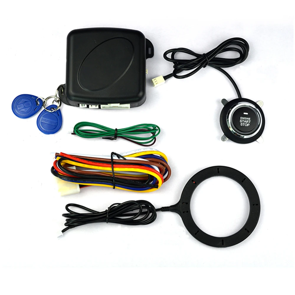 

Car Alarm System Driving Security Push Button Engine Start RFID Lock Ignition Switch Working With Keyless Entry Antithef System