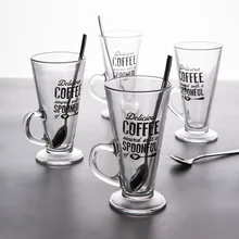 Европейский ретро конус стеклянная чашка для кофе тумблер для виски дома красное вино сок чашка с ложкой