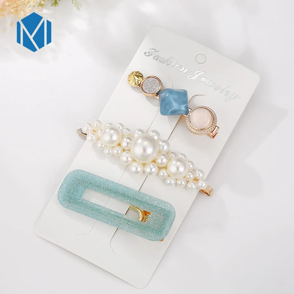 three pieces L Модные заколки для волос для женщин, модные милые заколки для девочек, простые заколки в Корейском стиле, сплав, ВВ, ручная работа, INS, аксессуары для волос - Цвет: three pieces L