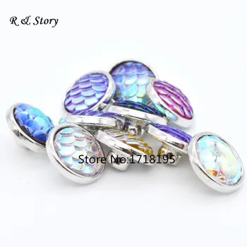 

Fashion jewelry 50pcs Snap Mini Button Fit Snap Bracelet Mixed Gradual Fish Scale Cameo 12mm SB_1007