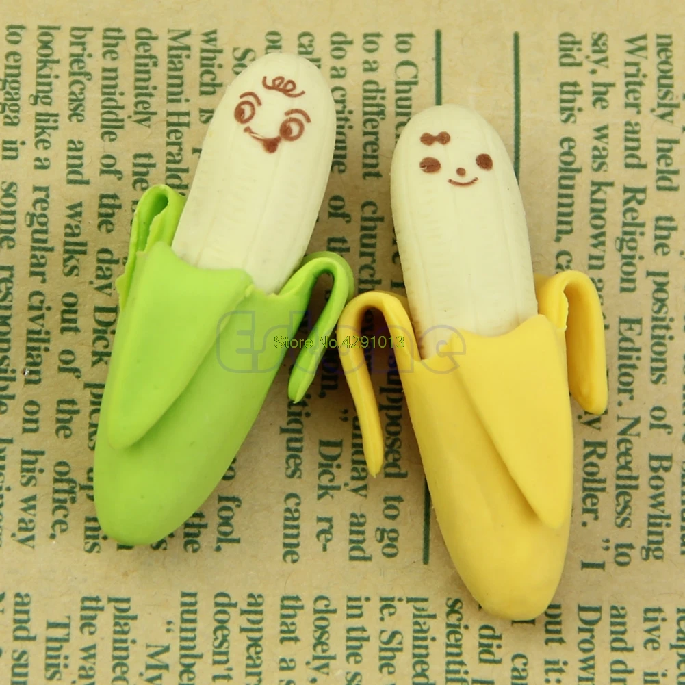 2 шт. Новинка фрукт банан Стиль резиновый карандаш ластик канцелярские принадлежности, подарок игрушка, Прямая поставка Поддержка