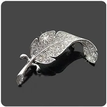 

WKOUD Korean Version Of Rhinestones Leaves Brooch Feather Pin Women's Men Can Wear Brooch Custom Jewelry Broches Pins