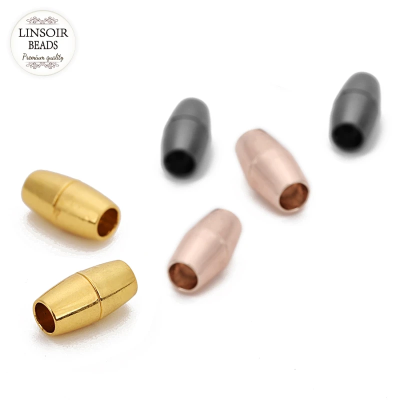 

Linsoir 5pcs/lot Magnetic Clasp Gold Fits 5mm Round Leather Cord Bracelets Connectors End Caps Jewelry Magnetic Clasp