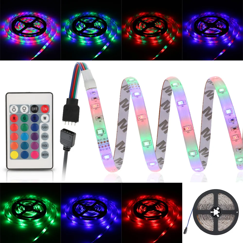 SMD RGB Светодиодные ленты света 2835 5 M светодиодный свет rgb светодиодный s Лента диод ленты гибкий контроллер DC 12 V адаптер Набор Главная Украшение лампы