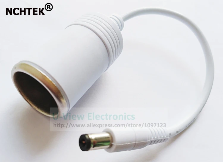 

NCHTEK WHITE Color DC 5.5*2.1mm Male Plug To Cigarette Lighter Car Battery Charger Cable/Free Shipping/1PCS