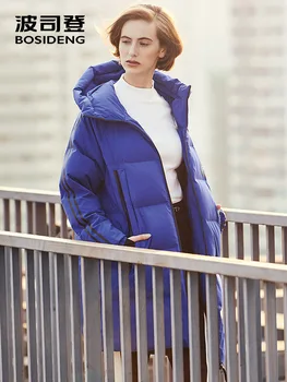 

BOSIDENG winter 90% white goose down jacket long down parka women goose down coat loose hooded sports high quality B70146230