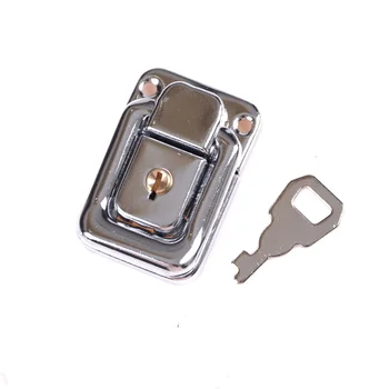 

1PCS J402 Cabinet Box Square Lock With Key Spring Latch Catch Toggle Locks Mild Steel Hasp For Sliding Door Window Hardware