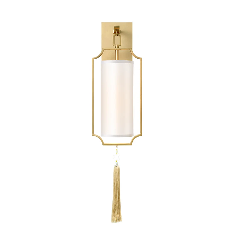 Lâmpadas de Parede Luzes de Parede Estar do Hotel Moderno Chinês Cobre Minimalista Designer Modelo Sala Clássico Arandela Luzes Led Cor 3 High Quality Luzes e Iluminação