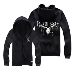 Death Note Толстовка осень-зима Для мужчин куртка Мода Аниме Косплэй молнии с капюшоном