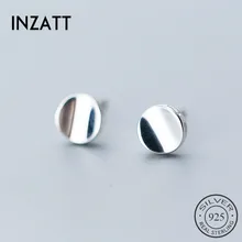 Серьги-гвоздики INZATT OL Minimalis, геометрические, глянцевые, вогнутые, Круглые, очаровательные, 925 пробы, серебряные, для женщин, модные ювелирные изделия, летний подарок