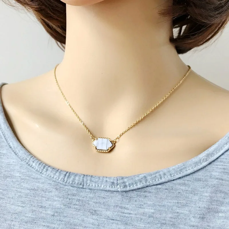 Подвеска Drusy ожерелье Druzy овальные шестиугольные ожерелья 10 цветов золотой цвет