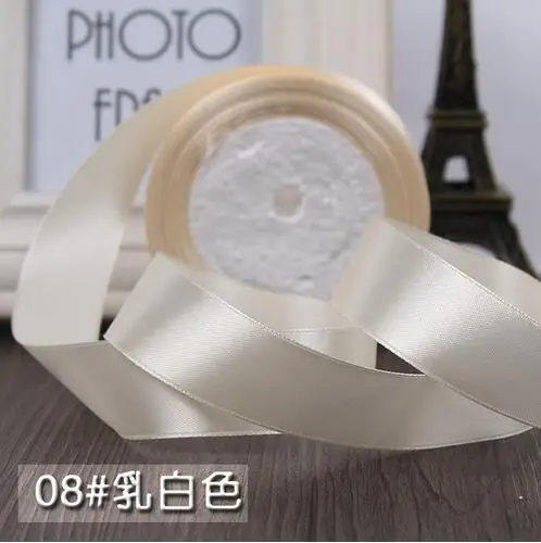 (25 yards/roll) 1'' 25mm Beige whtie Silk Satin Ribbon Wedding Party Decoration Gift Wrapping Christmas Sewing Fabric Hand DIY