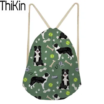 

THIKIN Women Border Collie Printing Shoulder Backpacks Ladies Drawstring Bags for Females Beach Drawstring Backpack Girl Bookbag