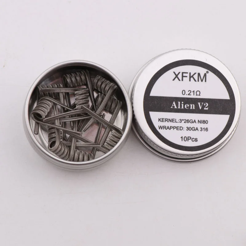 Новинка XFKM NI80 A1 SS316L 10 шт./лот готовая катушка ALIEN V2 проволочные катушки