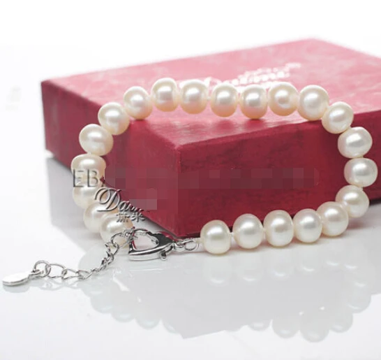 

FREE shipping>>>> 9-10mm white cultured fresh water pearl bracelet