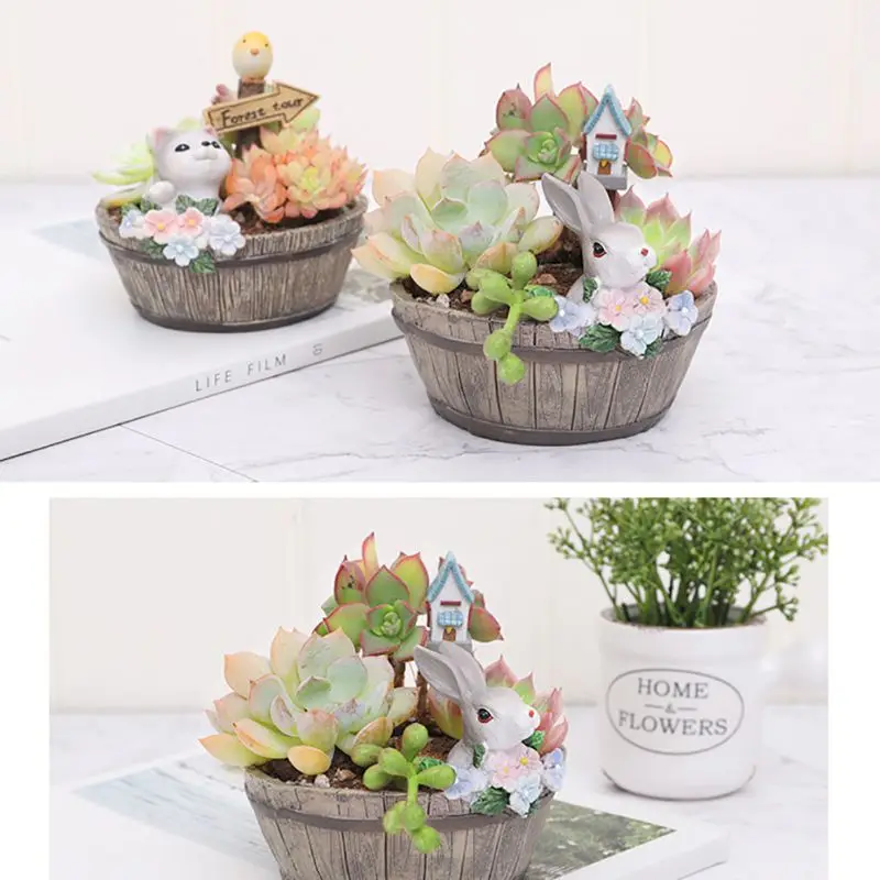 

Cute Animal Meaty Flower Pot American Country Style Succulent Pots Resin Mini Desktop Flower Pot Home Office Decor Planter