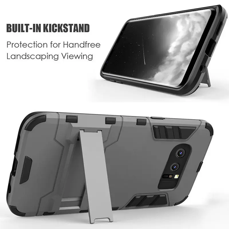 

TPU/PC 2in1 Armor Phone Case For Samsung S6 S7 Edge S9 S8 Plus Rugged Military Grade Kickstand Cover For Samsung Note8 Note5