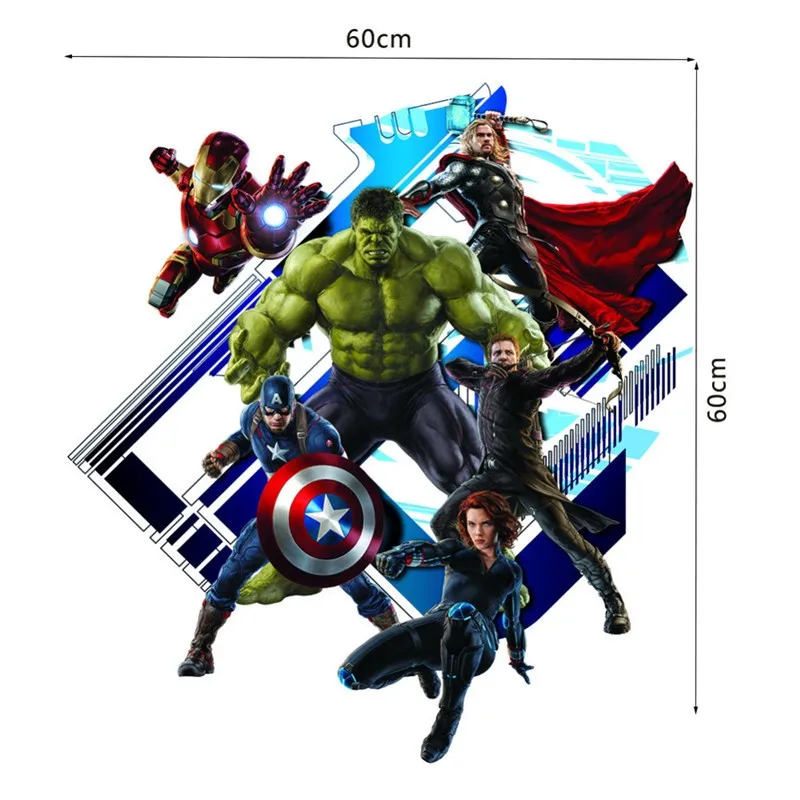

Avengers Wall Stickers Fashion Cartoon Home Decor Wall Paper Super Hero Spiderman Hulk Movable Sticker Boy's Room Decals