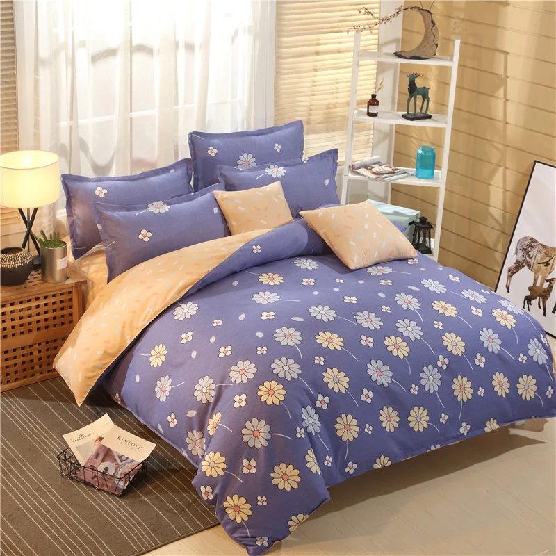 

Fashion flower bedding sets 3/4pcs flat sheet, pillowcase&duvet cover set AB side bed linens polyester bedclothes kid/adult bed
