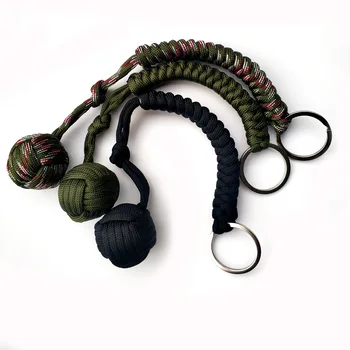 

Outdoor Security Protection Black Monkey Fist Steel Ball For Girl Bearing Self Defense Lanyard Survival Key Chain Broken Windows