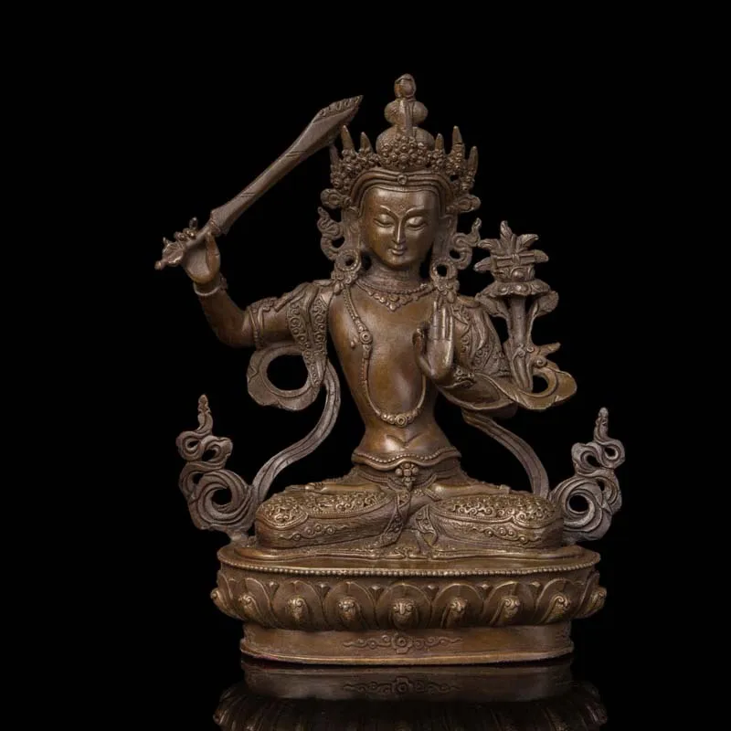 

Chinese Style Bronze Buddha Statue Tibetan Buddhism supplies Tibetan Buddha Manjusri Buddisattva