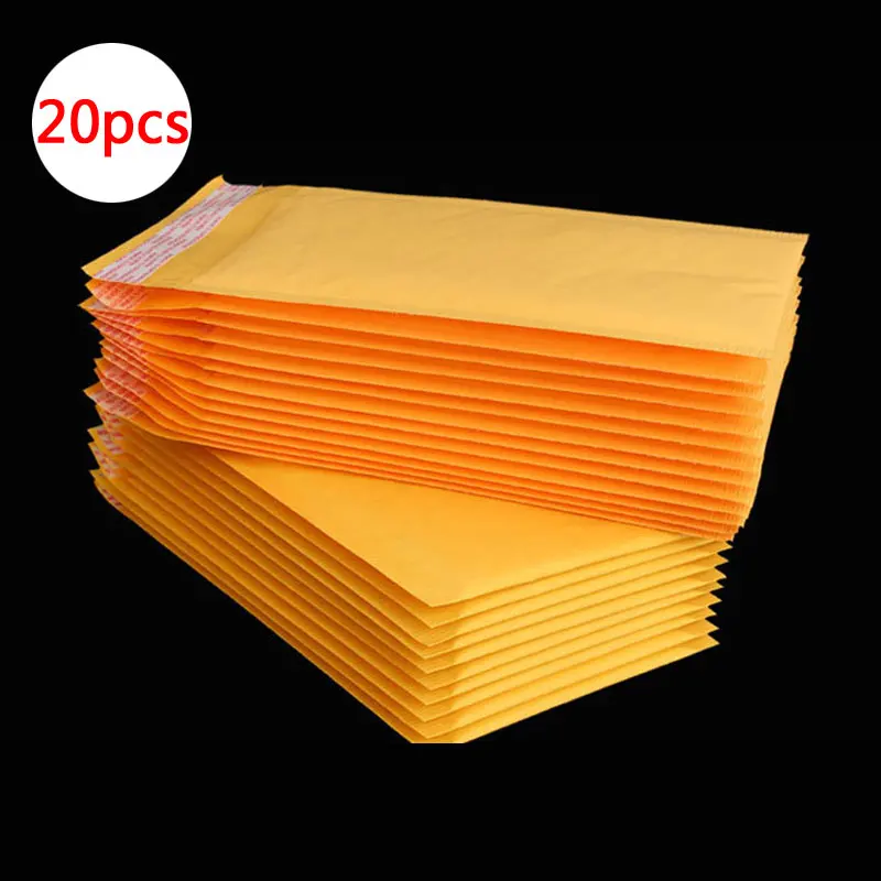 

DELVTCH 20Pcs Mailing Bags Window Envelopes Bag Moistureproof High Quality Kraft Paper Seal Yellow Stationary Paper Envelopes