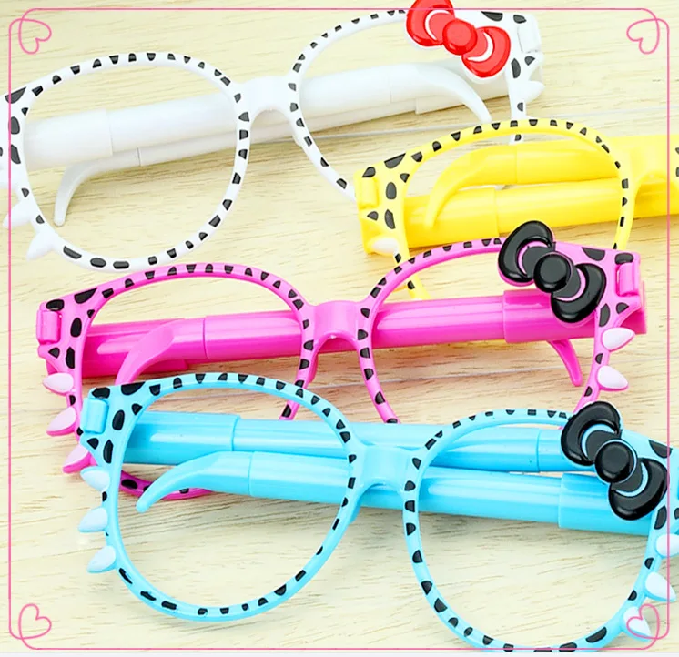 

4 Pcs / Pack Promotional Pen Fashion Frame Cute Kittens Creative Cartoon Ballpoint Pen Glasses