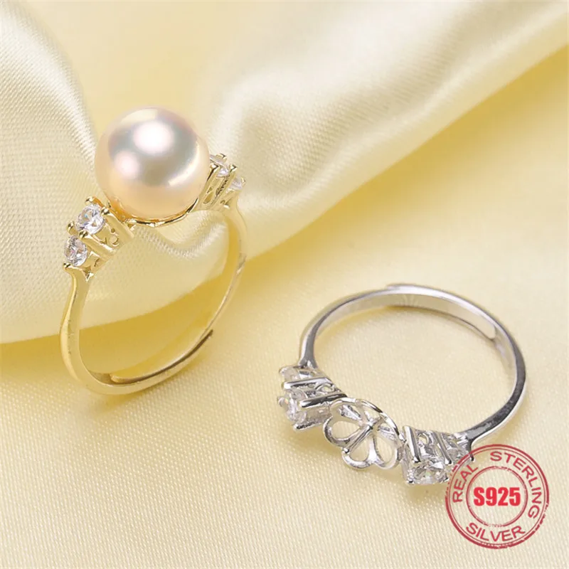 

Genuine S925 sterling silver accessories adjustable ring settings jewelry findings suitable for inlaying various kinds of beads