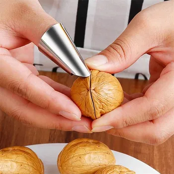 

1pcConvenient Kitchen Finger Protector Stainless Steel Adjustable Pistachio Tool Kitchen Beans Tool Nut Tool To Peeling Skinning