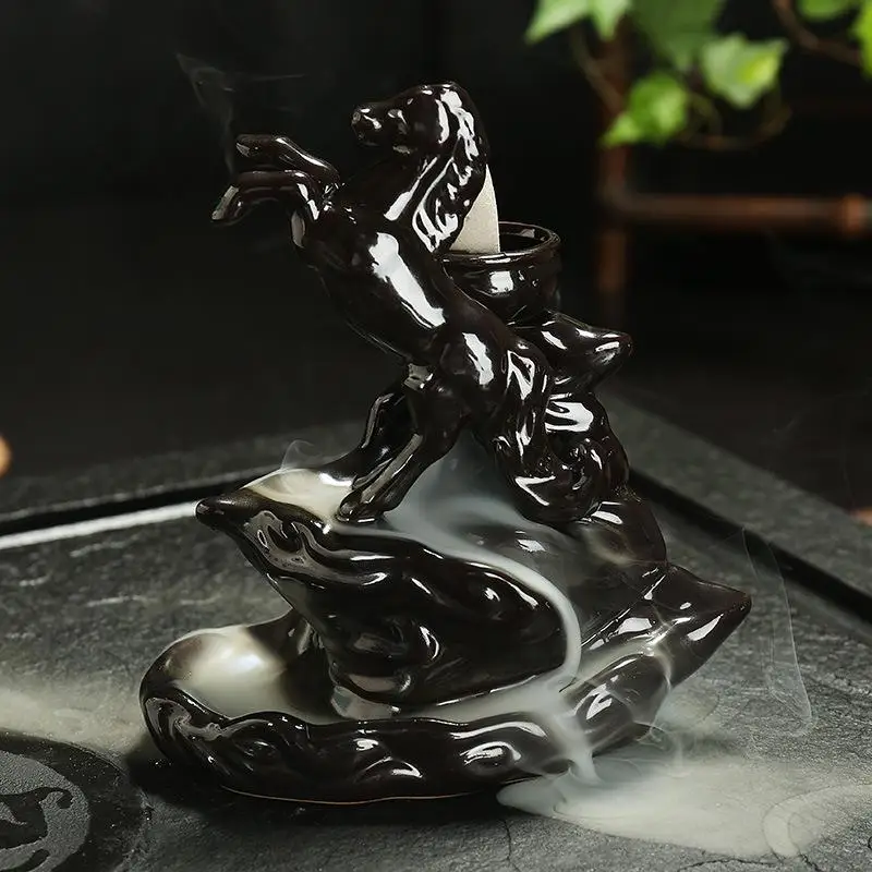 

Smoke Waterfall Burner Small Hill Home Decor Incense Censer Backflow Fragrance Burner Holder Black Color Ceramic Incense Craft
