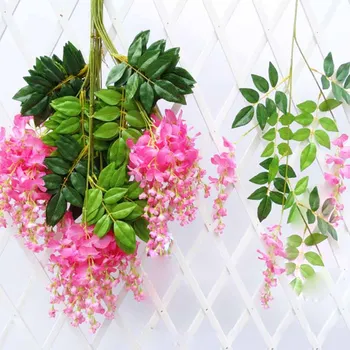 

12pcs/lot 75cm Wisteria Artificial Flower Vine For Wedding Party Kids Room Home Art Decor DIY Silk Flowers For ScrapbookingT2