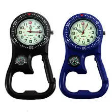 

motion Neutral Outdoor Luminous Compass Bottle Opener Backpacker Fob Clip-On Carabiner Watch Daily Waterproof Alloy Quartz Watch