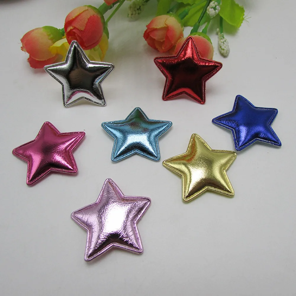 100 unids/lote de apliques acolchados de estrellas de PVC brillantes, artesanías para sombreros, bolsas, zapatos, prendas de vestir, accesorios DIY