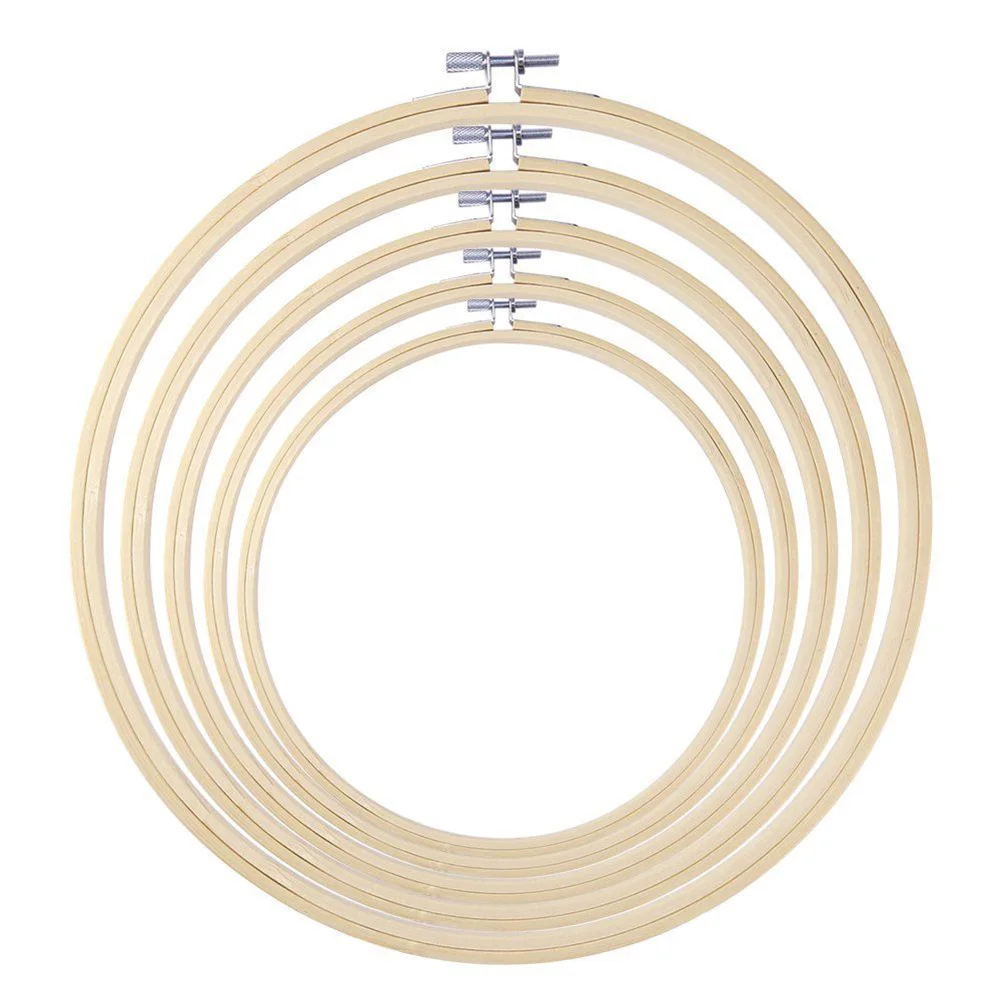 

5 Pcs Round Embroidery Hoop Set Bamboo Circle Cross Stitch Hoop Ring J2Y