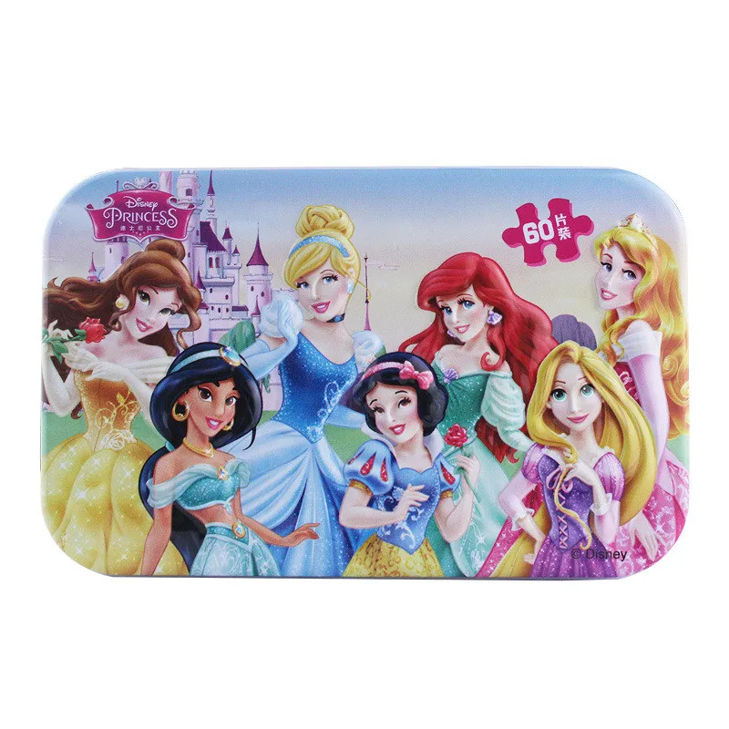 Disney Iron Box Puzzle Wooden Toys Early Learning 60 Pieces Mickey Ice Snow Princess Sophia Racing Puzzle - Цвет: 3