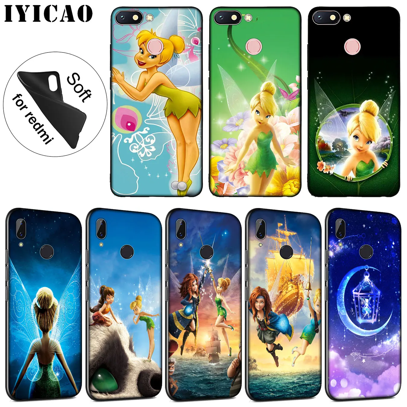 IYICAO Tinker Bell tinkerbell Peter Pan Soft Silicone Case for Xiaomi Redmi K30 K20 8A 7A 6A 5A S2 GO Note 8 8T 7 5 6 Pro |