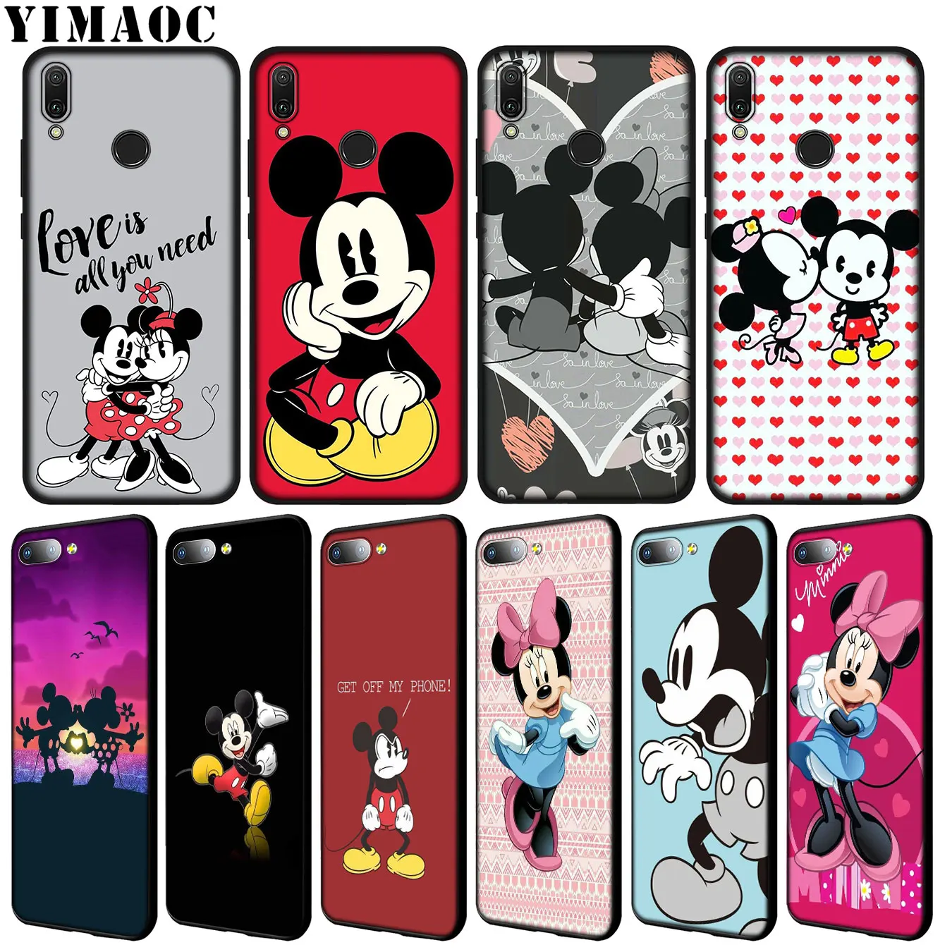 

YIMAOC Cartoon mickey minnie mouse Soft Case for Huawei Y9 Y7 Y6 Prime 2019 Honor 20 8C 8X 8 9 9X 10 Lite 7C 7X 7A Pro Cover