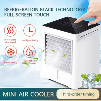 

New USB Charging Full Screen Feel Smart Mini Portable Air Conditioning Fan Home Air Cooler technology full screen touch #3J23