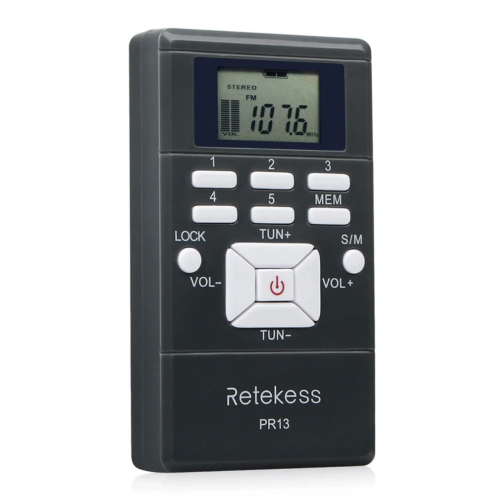 

New Retekess FM Radio Receiver PR13 Mini Stereo Radio Digital Signal Processing DSP LCD Display with In-ear Headphones Lanyard