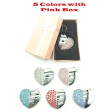 Красивая металлическая Флешка с сердечком 5 цветов+ розовая коробка 4 ГБ 8 ГБ 16 ГБ 32 ГБ 64 ГБ Алмазная флеш-диск USB 2,0 карта памяти с сердцем