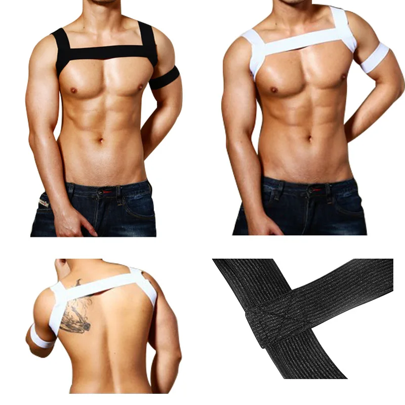 Sexy Elastic Bandage Tops Straps Short Shirt Men Lash Harness Male Erotic Lingerie Gay Exotic Tanks Take Exercise Wild Clubwear