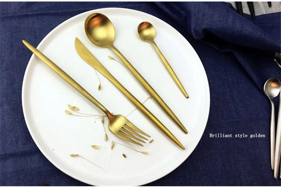 Brand Dinnerware Set Stainless Steel Cutlery Set 4 Pieces Black Knife Fork Set Tableware Gold Silver Cutleries Western Food Set (2)