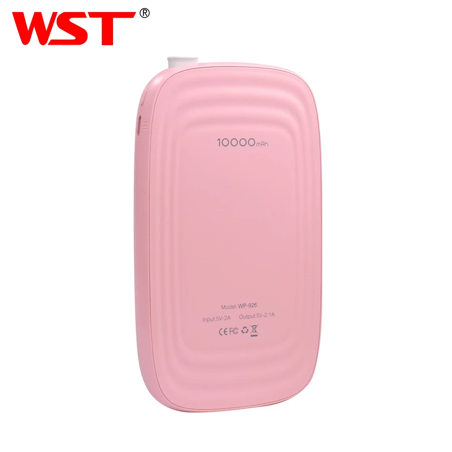 WST 10000 mAh Портативная Мобильная Внешняя батарея power bank аккумулятор power Bank для Xiaomi samsung телефон Poverbank зарядное устройство - Цвет: Pink