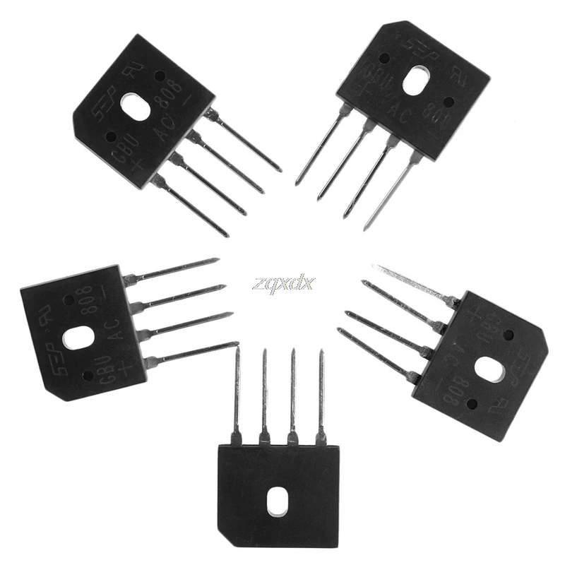 5 Pcs GBU808 800V 8A Single Phases Diode Bridge Rectifier IC Chip &