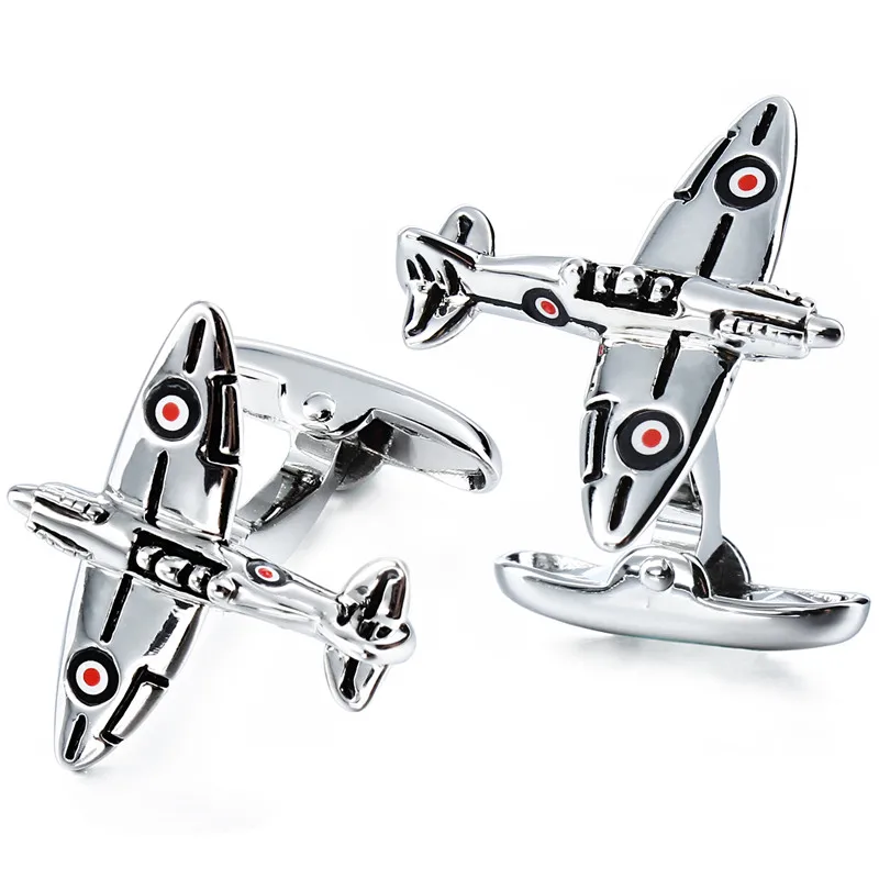HAWSON Мода Spitfire военные самолеты запонки набор зажимов для галстука серебряный цвет галстук, держатель, застежка забавные ювелирные изделия для вечерние - Окраска металла: only cufflinks 2
