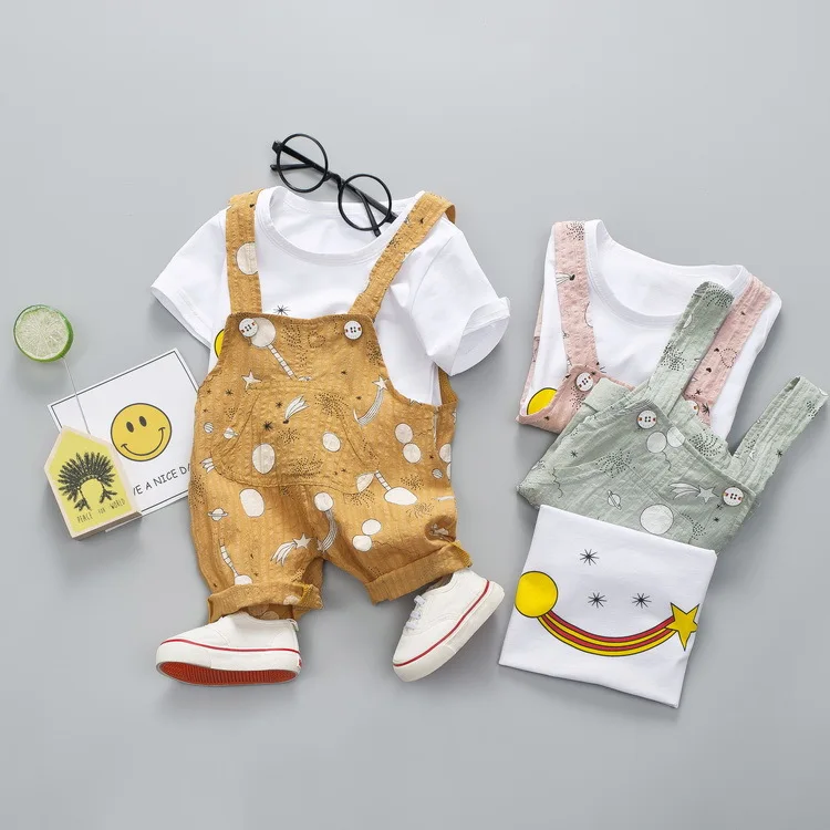 

Summer New Children's Clothing Boys and Girls Short-sleeved Strap Children's Suit Two-piece Toddler Girl Clothes