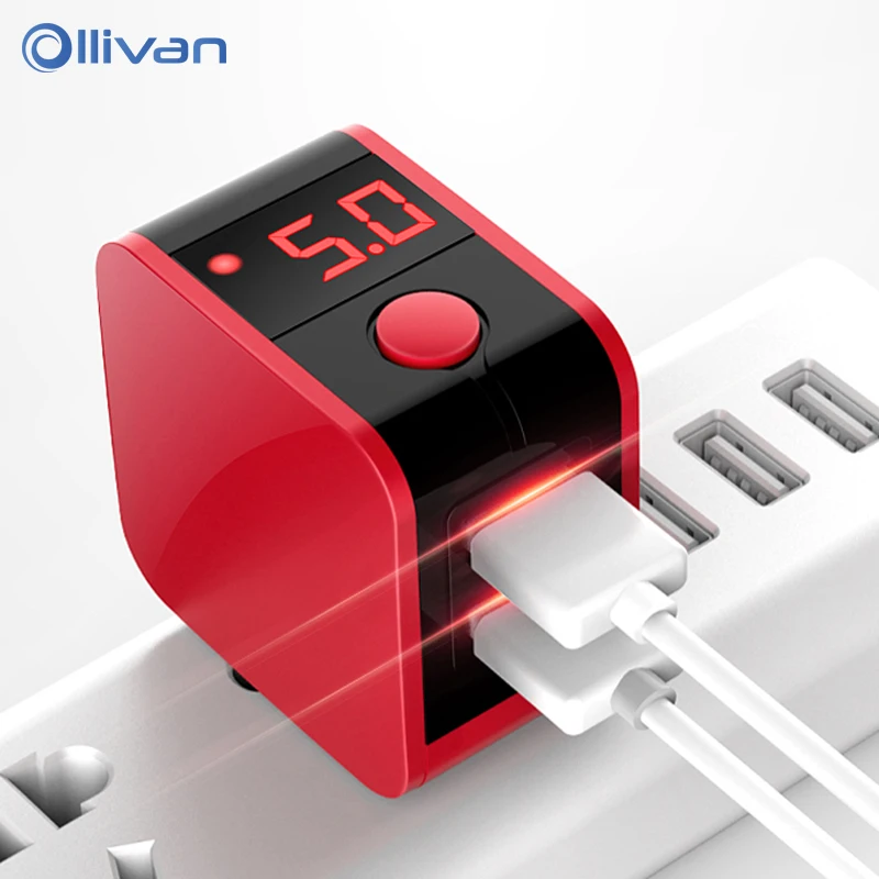 Universal Cell Phone Power Adapter 5V 2.4A 2 Ports Dual USB Mobile Travel Wall Charger for iPhone Samsung iPad with LED Display